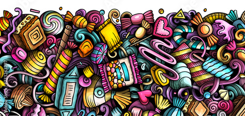 Candies cartoon doodle banner