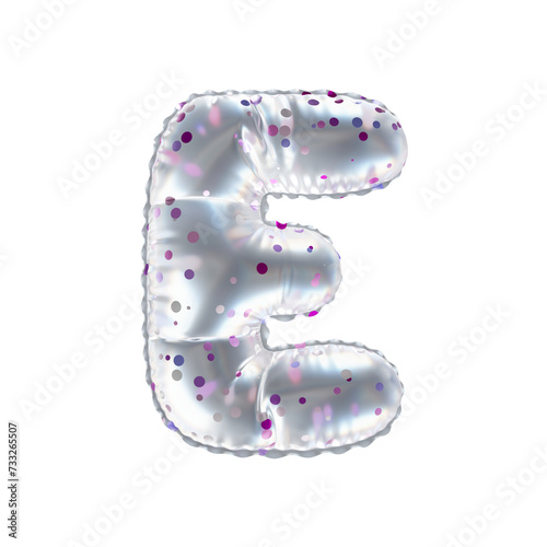 3D pink polka dot transparent helium balloon letter E