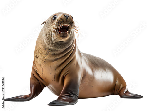 Playful Sea Lion, isolated on a transparent or white background