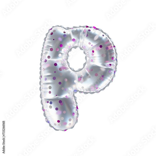 3D pink polka dot transparent helium balloon letter P
