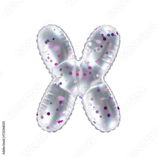 3D pink polka dot transparent helium balloon letter X © Sofiia Kostenko