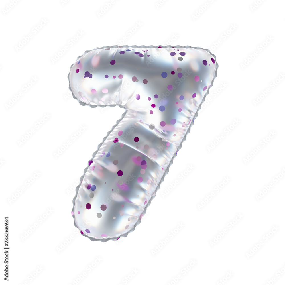 3D pink polka dot transparent helium balloon number 7 3D pink polka dot transparent helium balloon number 7