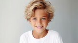 portrait of cute young boy in shirt