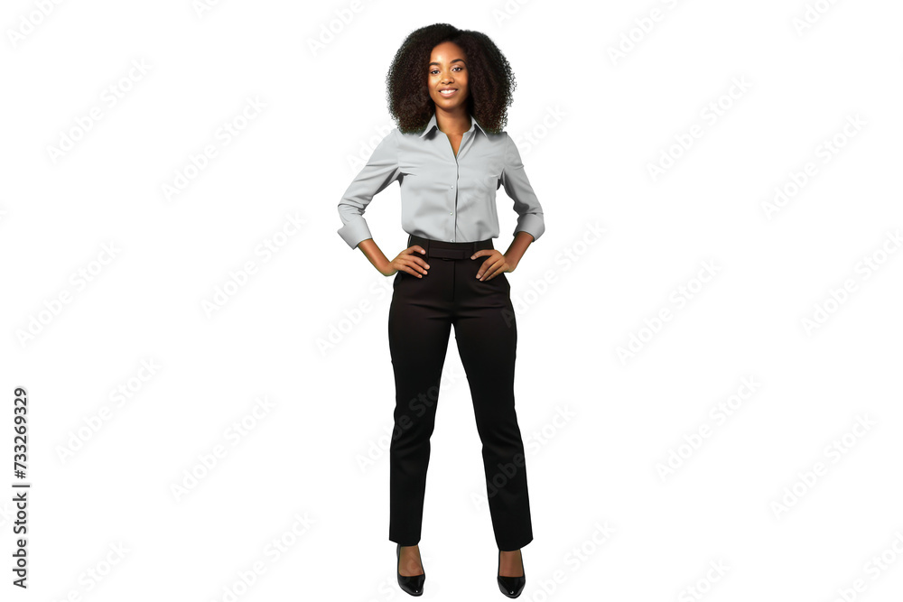 Marketing or bussiness curly girl full body isolated transparent background Marketing or bussiness curly girl full body isolated transparent background