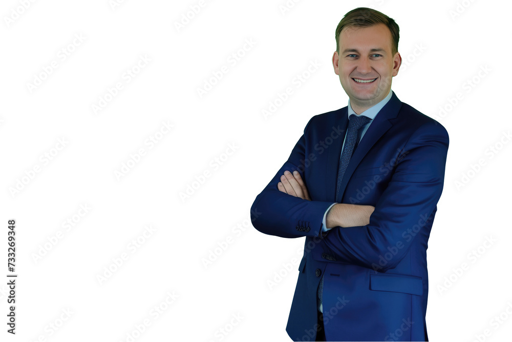 Portrait of smiling bussiness man with folded arms transparent background Portrait of smiling bussiness man with folded arms transparent background