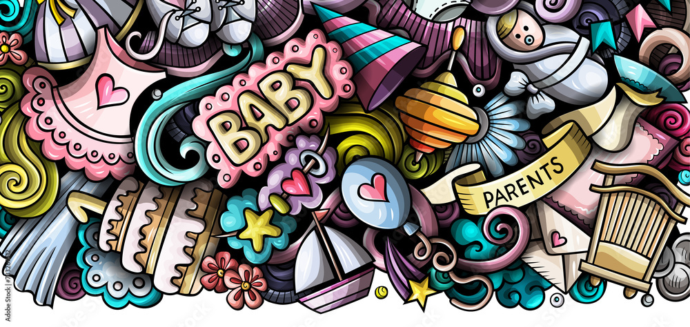Baby doodle funny cartoon banner