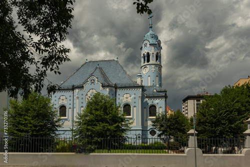 The Church of St. Elizabeth, commonly known as Blue Church (Modrý kostolík, Kék templom), is an Art Nouveau style Catholic church located in the Old Town in Bratislava, Slovakia photo
