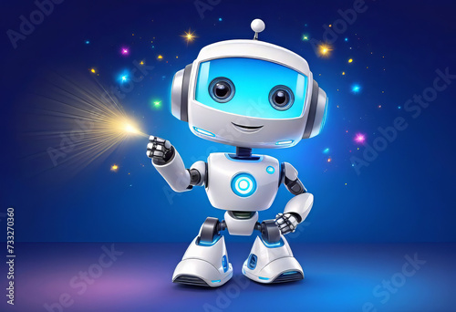 vector illustration, cute customer service robot poster with copy space, 3D rendering, © Perecciv
