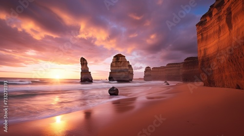 Dreamy Soft Light on 12 Apostles: Captivating Sunset on a Beach in Australia