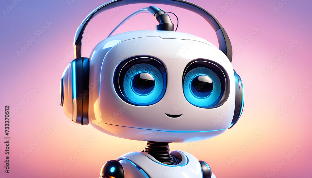 vector illustration, cute customer service robot poster with copy space, 3D rendering, vector illustration, cute customer service robot poster with copy space, 3D rendering,