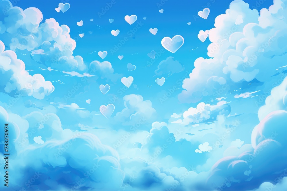 Blue Valentine: Romantic Clouds of Love. Lovely Blue Background for February 14th Celebrations
