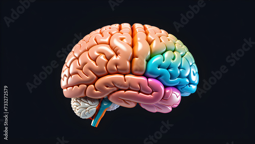 3d rendered illustration of the human brain. skin color human brain. isolated on a black background