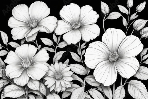 outline drawings of flowers for the coloring page