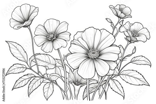 outline drawings of flowers for the coloring page