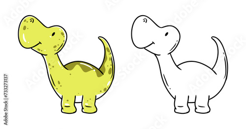 Light green dinosaur element with sketch vector illustration