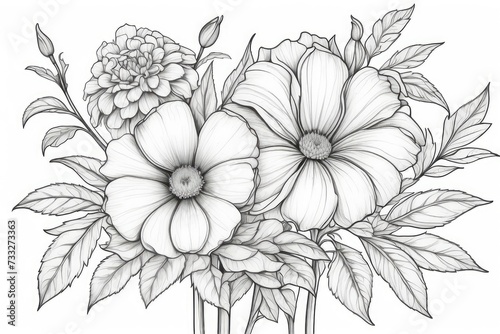 outline drawings of flowers for the coloring page