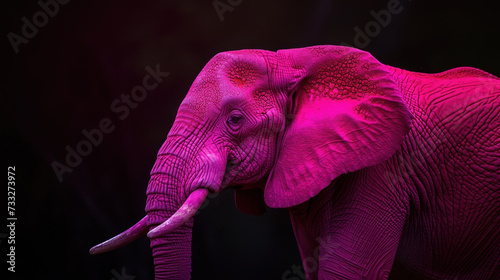 Pink elephant on dark background