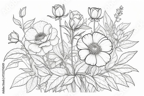 outline drawings of flowers for the coloring page