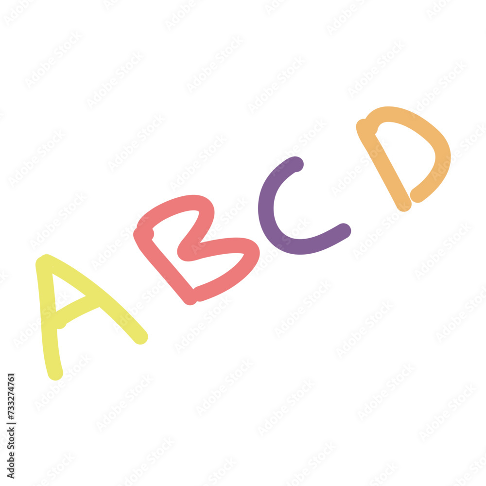 Hand drawn doodle ABCD 