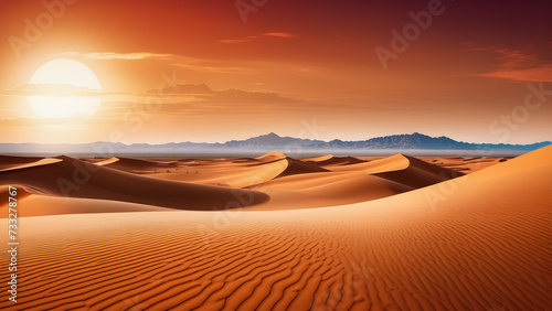 illustration of sunset in the desert