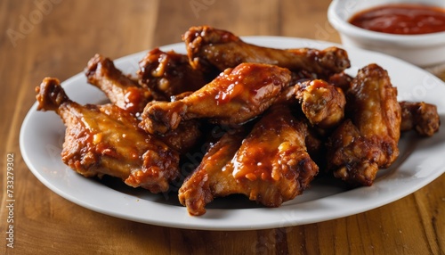 A plate of chicken wings with sauce