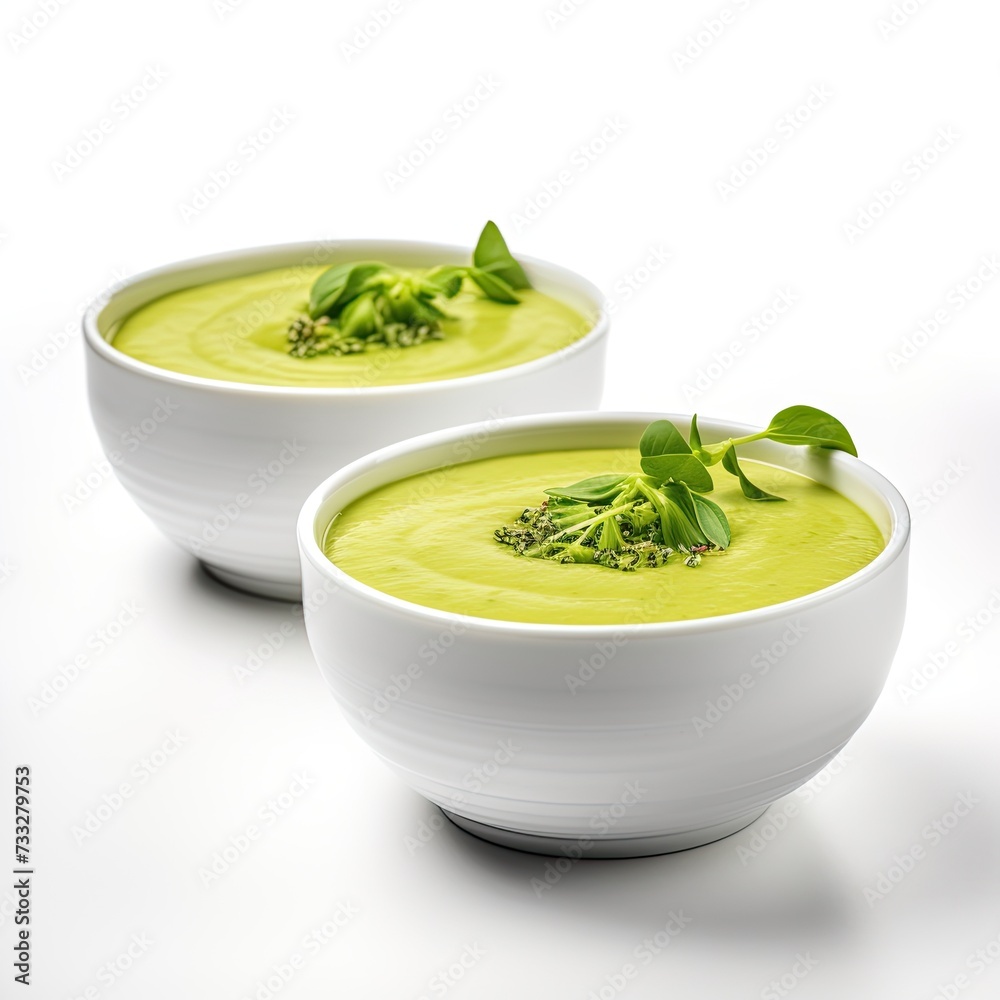 Asparagus soup closeup isolated on white background