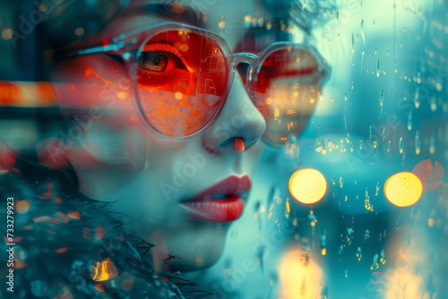 Wallpaper Mural Double Exposure, Woman and the city. Portrait, Closeup. Surreal Abstract Double Exposure Photo. Copyspace. Torontodigital.ca