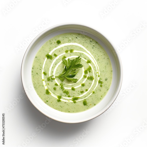 Asparagus soup closeup isolated on white background