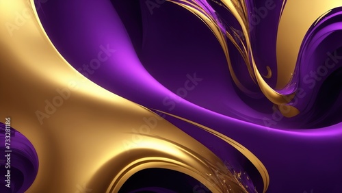 Vibrant Purple and gold flowing in a smooth wave of abstract Background