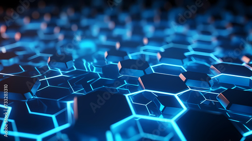 Digital technology hexagon cyber security concept  blue technology background