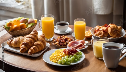 A table full of food and drinks