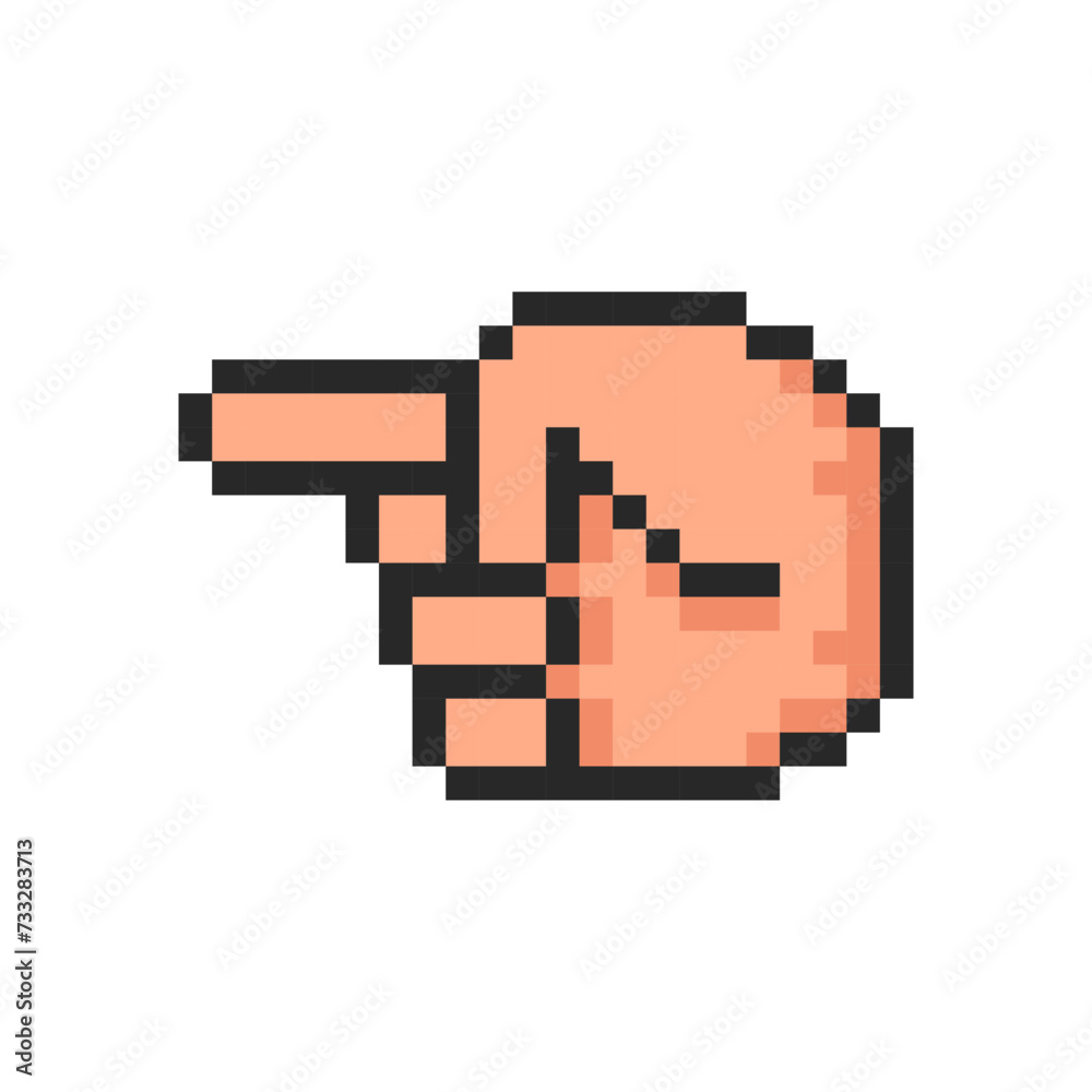 Obraz premium Pixel hand, hand gesture in the form indicates left.