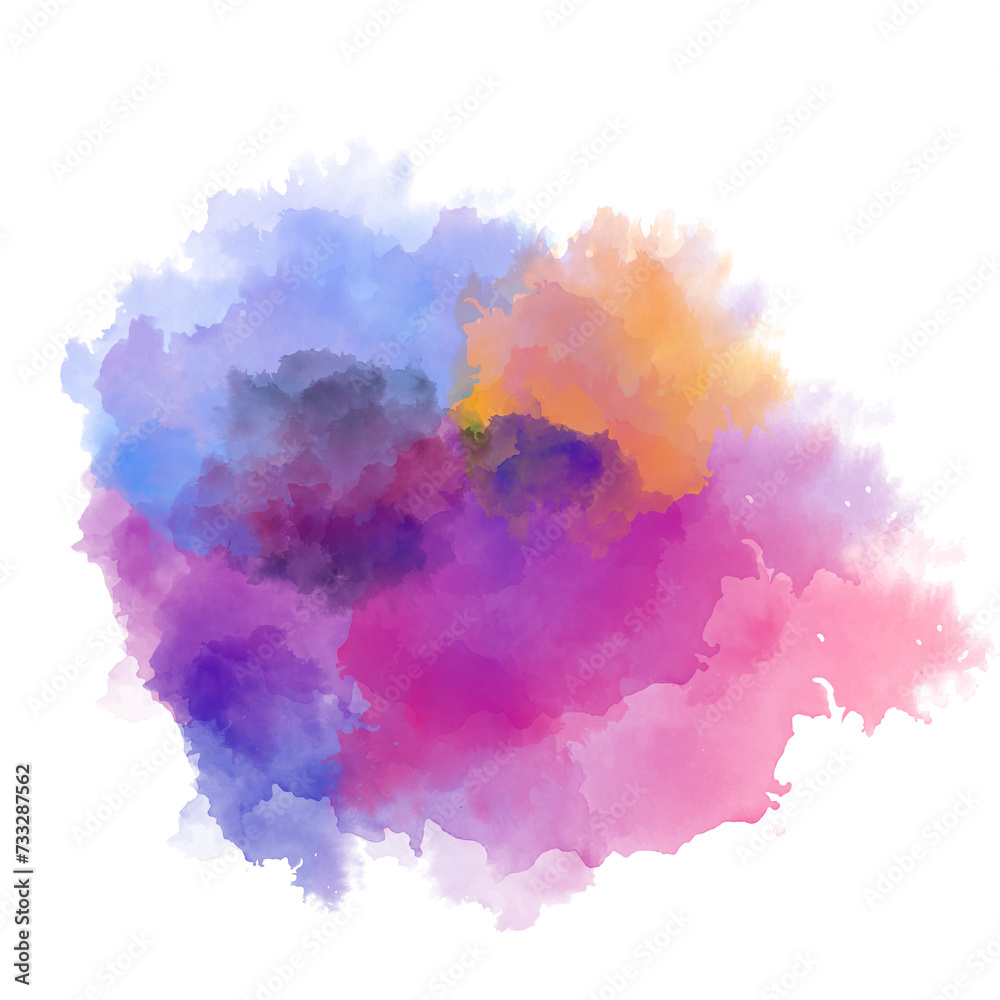  Abstract colorful watercolor splashes on a white background. PSD
