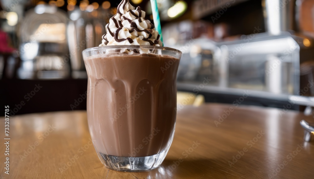 A glass of chocolate milk with whipped cream on top A glass of chocolate milk with whipped cream on top
