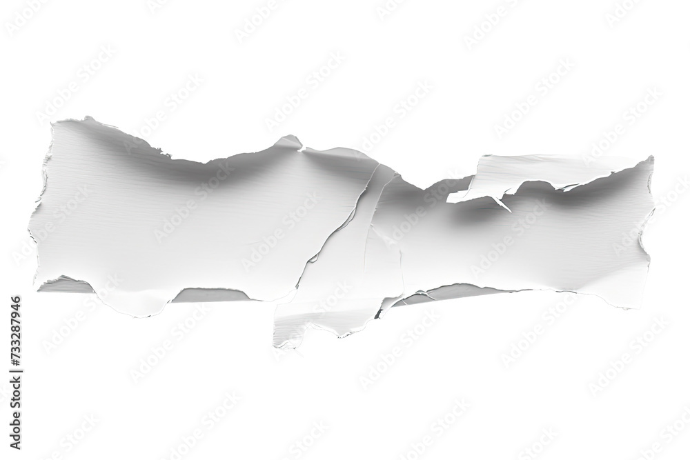 Ripped paper tear from notebook or sheet isolated on transparent png background, cutout paper, blank note piece,