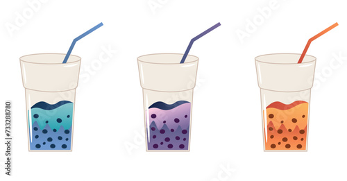 cocktail set with tapioca in bright colors