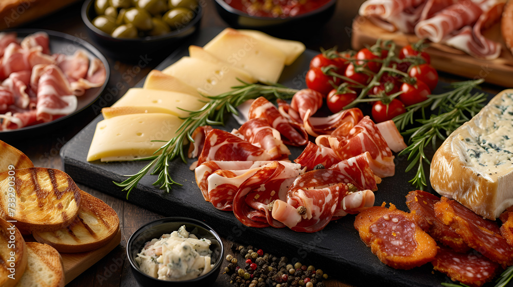 Assortment of fine cheeses and deli meats, perfect for entertaining Assortment of fine cheeses and deli meats, perfect for entertaining