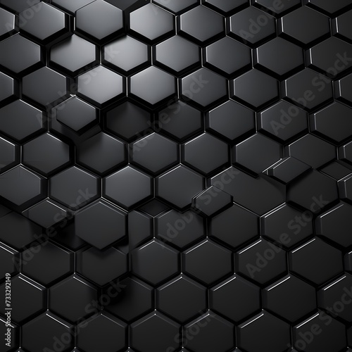 Sleek Black Hexagonal Pattern - Futuristic Abstract Background