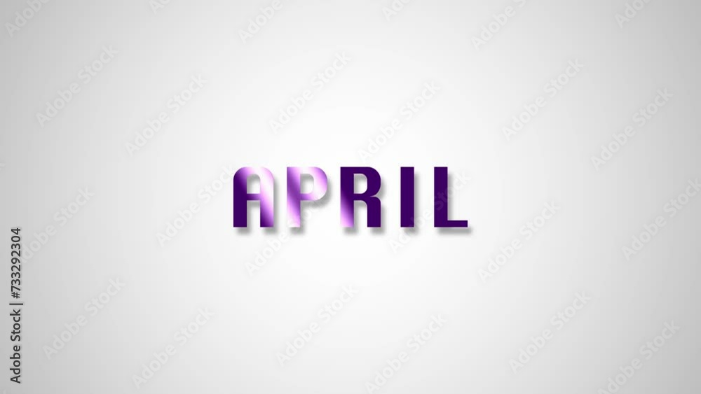 Animated text with the inscription APRIL. Purple color. Shining. Animated text with the inscription APRIL. Purple color. Shining.
