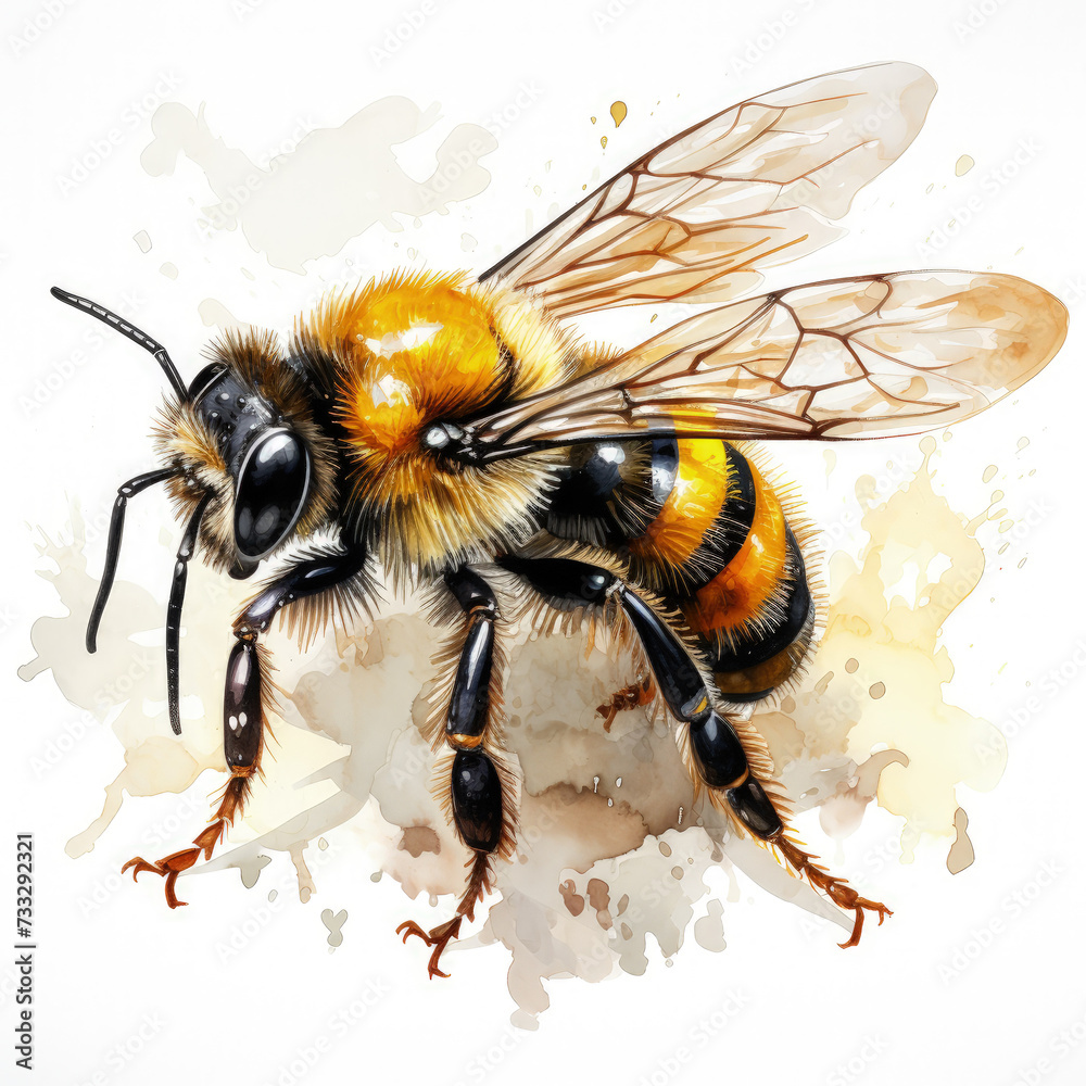 watercolor Bumble Bee clipart, Generative Ai watercolor Bumble Bee clipart, Generative Ai