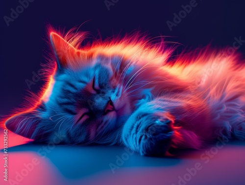 Ragdoll Cat in Neon Blue