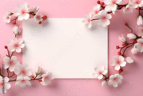 White paper decorated with beautiful flowers