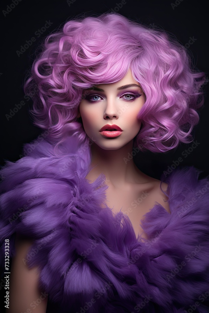Woman with purple hair. Fashion shot