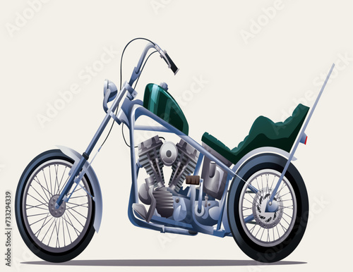 motorcycle on a white background, heigh handles motorcycles photo