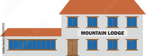 mountain lodge vector illustration, vector showing a typical hotel or lodge as they look in Nepal on the way to Mount Everest base camp