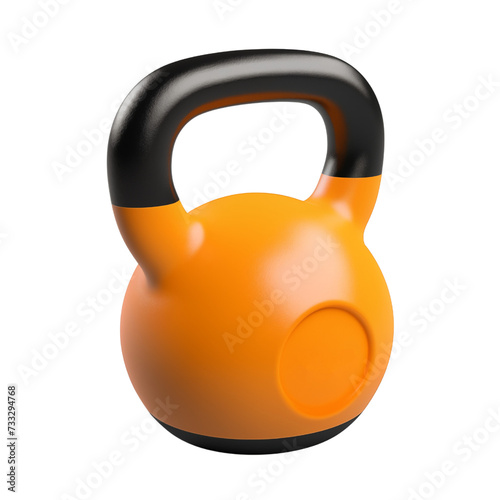 Orange kettlebell isolated on transparent background, png