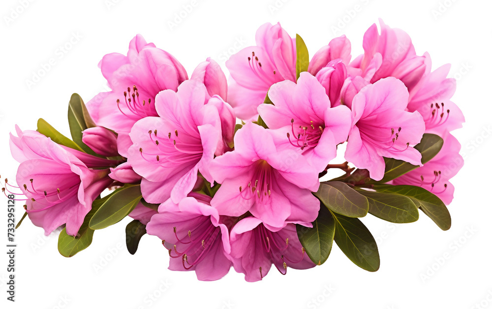 Full Bloom of Pink Rhododendron Flowers Isolated on Transparent Background PNG.