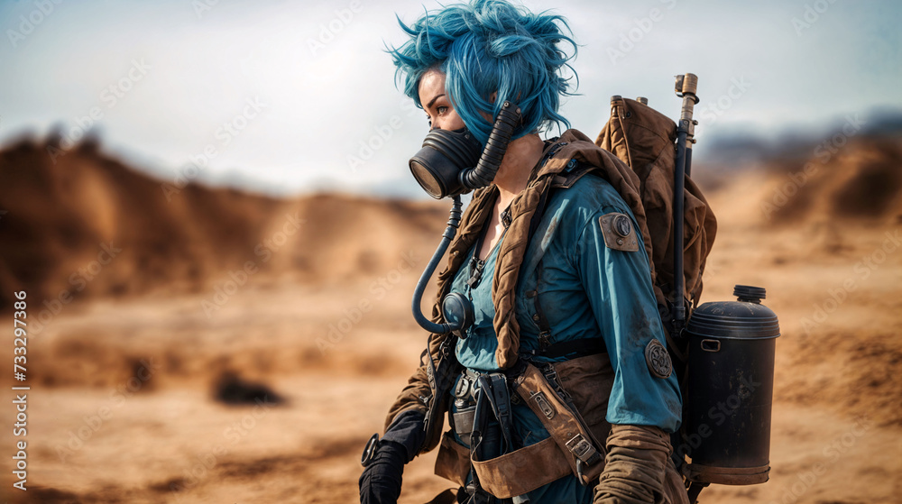 Lone Female Survivor in a Post-Apocalyptic Desert