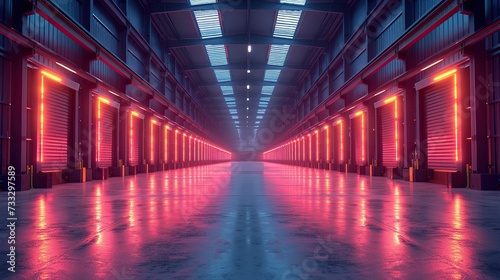 Modern warehouse of the future equipped with lasers © fajar