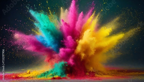 Explosion of colored powder